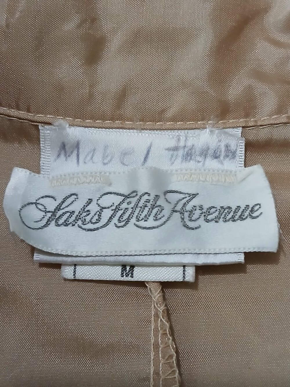 Vintage 60s Saks Fifth Avenue Aqua Sheen Tan/Gold Belted Raincoat Trench Sz M - Picture 6 of 15